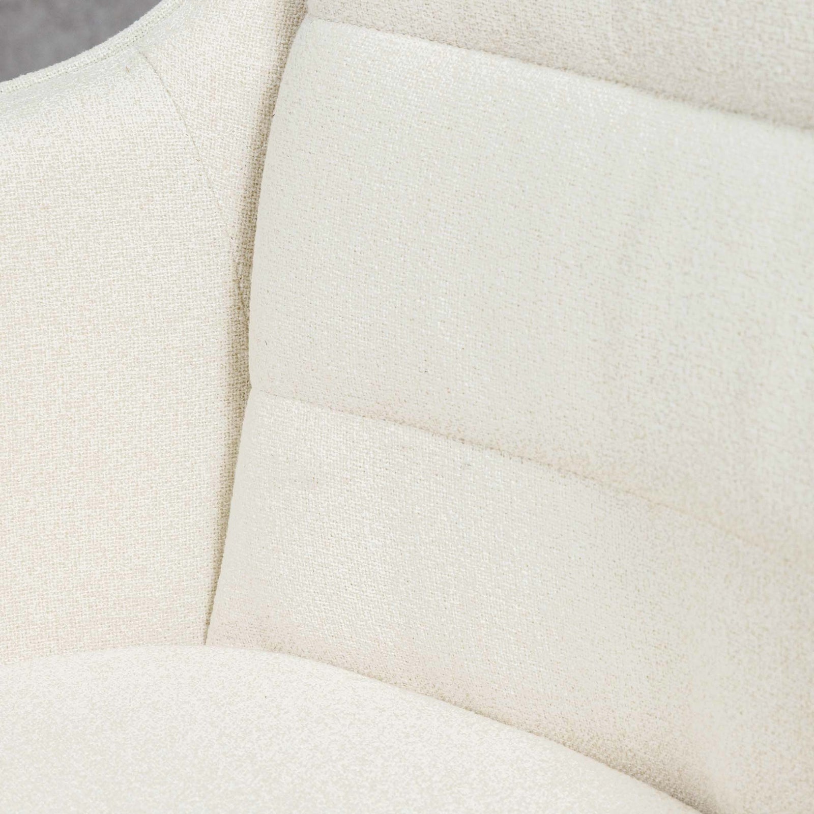 Detail of horizontal channel stitching on Octavia fabric dining chair backrest. | dining room chairs, white dining chair, dining chair for round table 