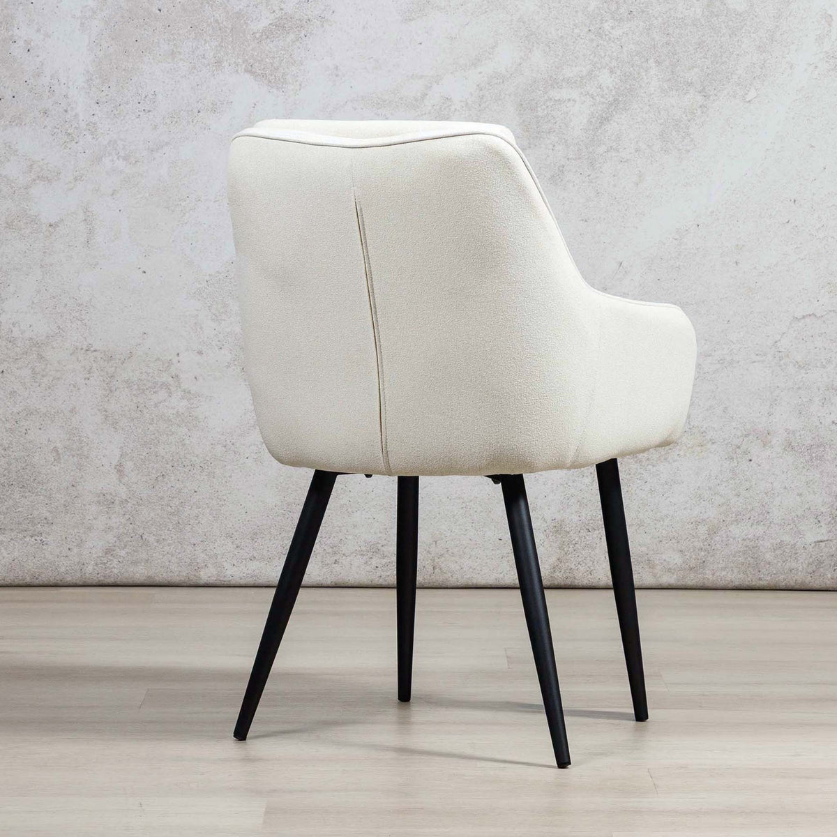Back view of Octavia ivory dining chair showing linen upholstery and tapered legs. | dining room chair, modern dining chair, dining chairs for round table 