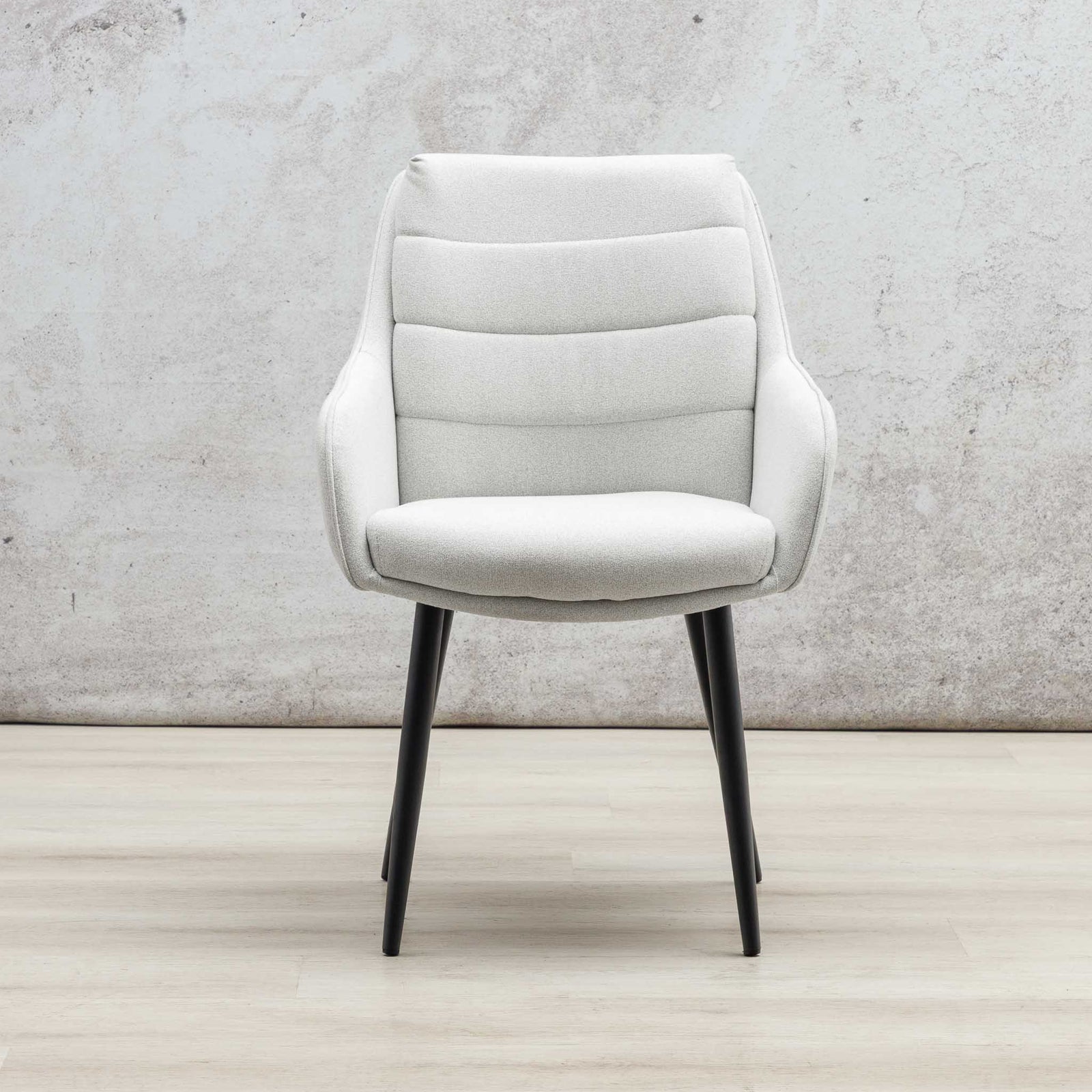 Octavia fabric dining chair in light grey linen with black tapered legs. | dining chairs, dining chair for round table, white dining chair
