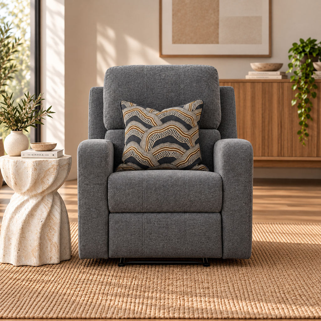 Orlando 1 Seater Fabric Recliner - Mountain Grey - Fabric Recliner
