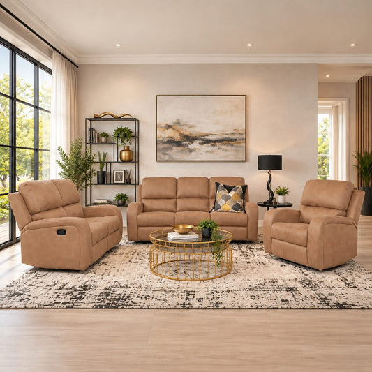 Orlando 3 + 2 + 1 Fabric Recliner Suite - Fabric Recliner Desert Sand