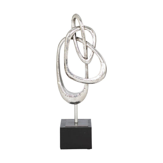Pierson Ribbon Sculpture Ornament Leather Gallery Silver 23 x 14 x 57.5cm
