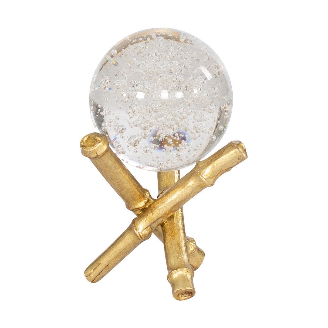 Pinto Bamboo & Crystal Ball Ornament Ornament Leather Gallery Gold 14.5 x 14 x 23cm