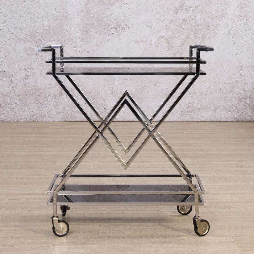 Prestige Bar Trolley - Silver Drinks Trolley From Leather Gallery 