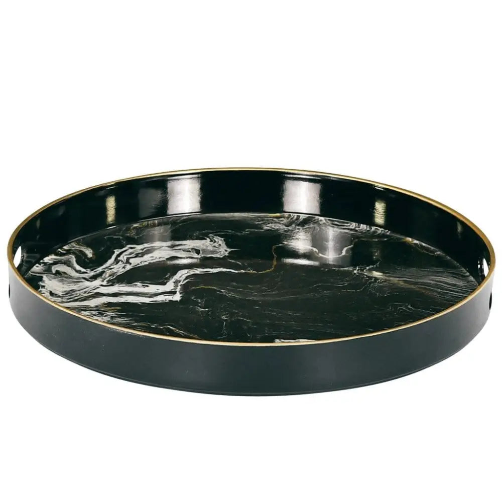 Quinn Round Tray Black &amp; White - Large - Large - Trays