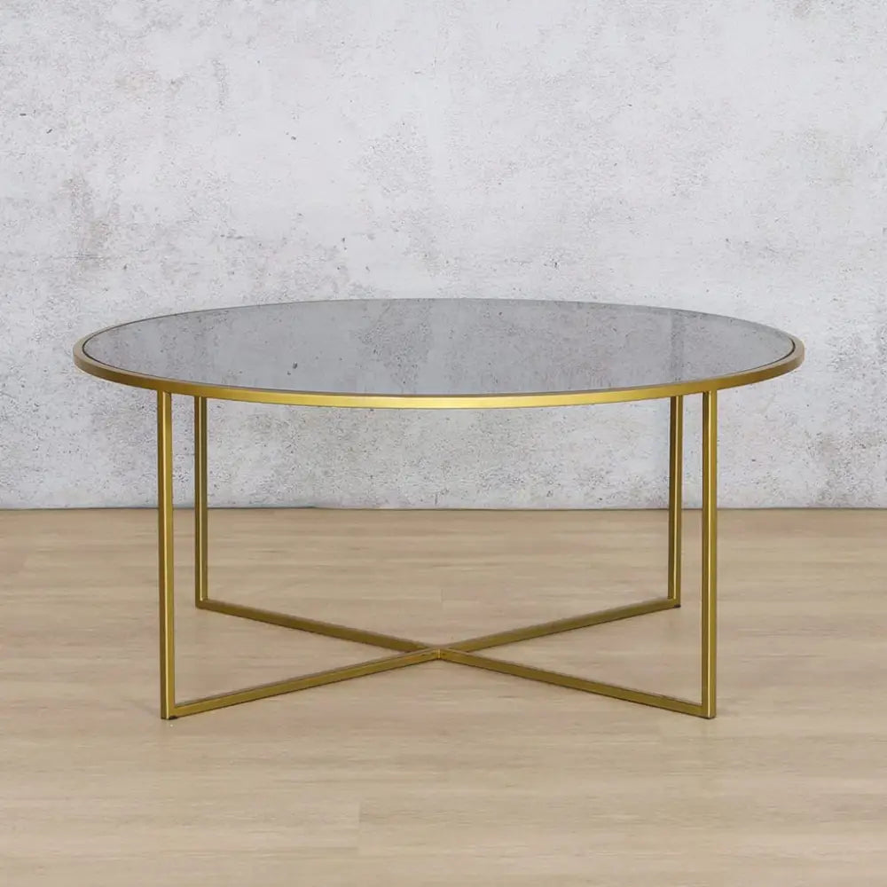 Ritz Nesting Coffee Table - Set of 5 - Gold & Tinted Bronze Glass - Coffee Table