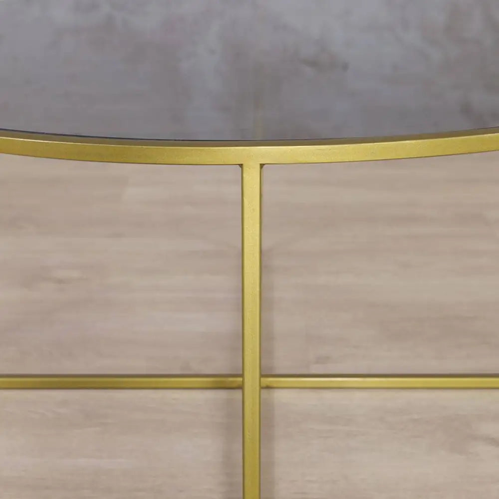 Ritz Nesting Coffee Table - Set of 5 - Gold & Tinted Bronze Glass - Coffee Table