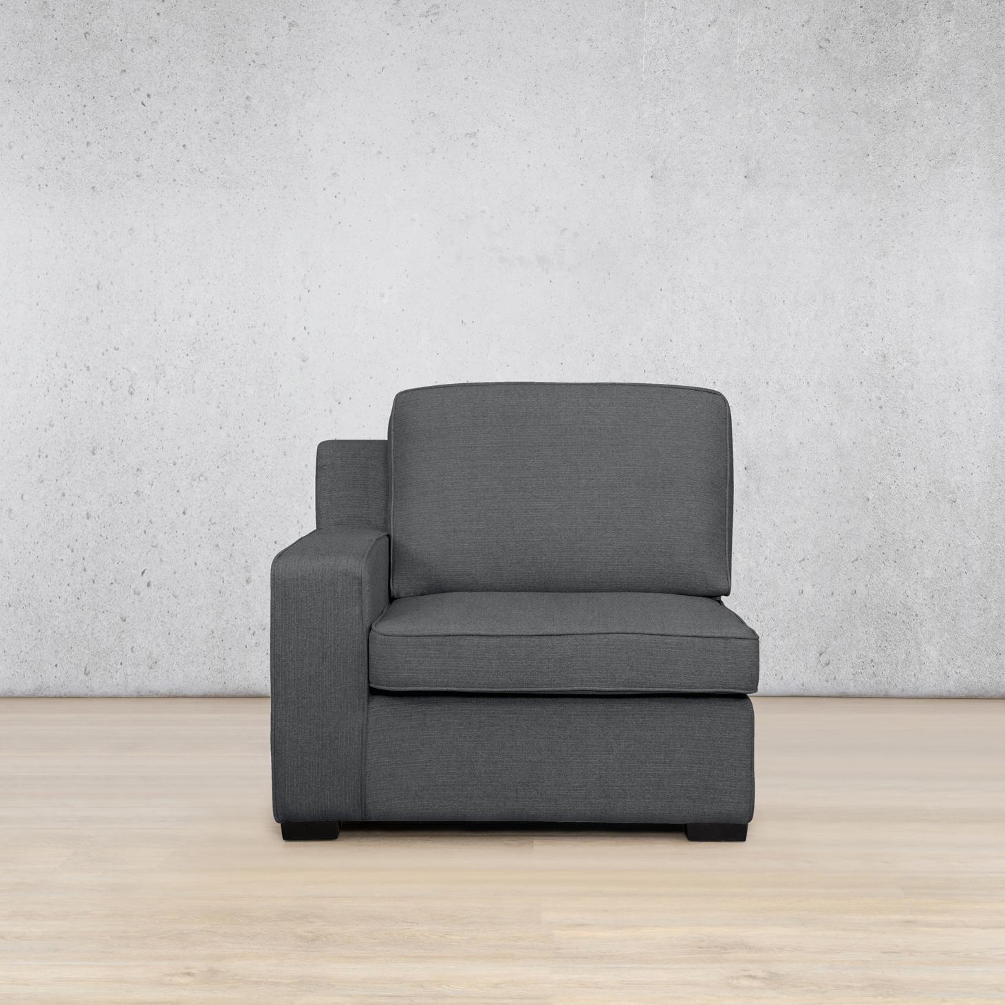 Rome 1 Seater 1 Arm Fabric Couch - Left Hand Facing - Space Grey | single couch, grey couch, modular couches, fabric couches