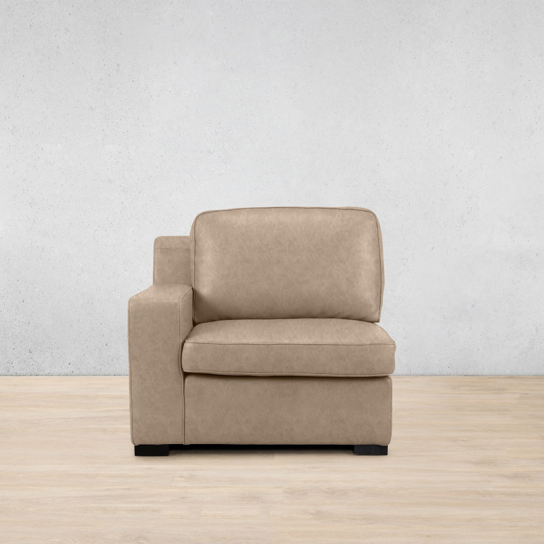 Rome 1 Seater Leather 1 Arm Couch - LHF - Almond - Leather Armchair