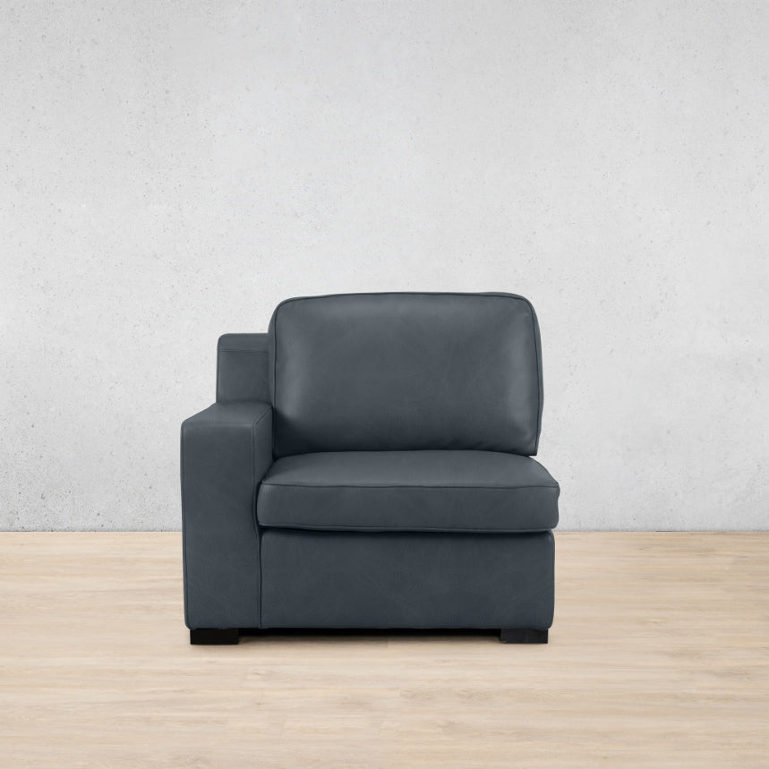 Rome 1 Seater Leather 1 Arm Couch - LHF - Bedlam Blue Night - Leather Armchair