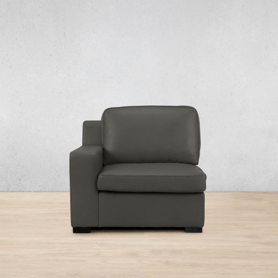 Rome 1 Seater Leather 1 Arm Couch - LHF - Czar Anthracite - Leather Armchair