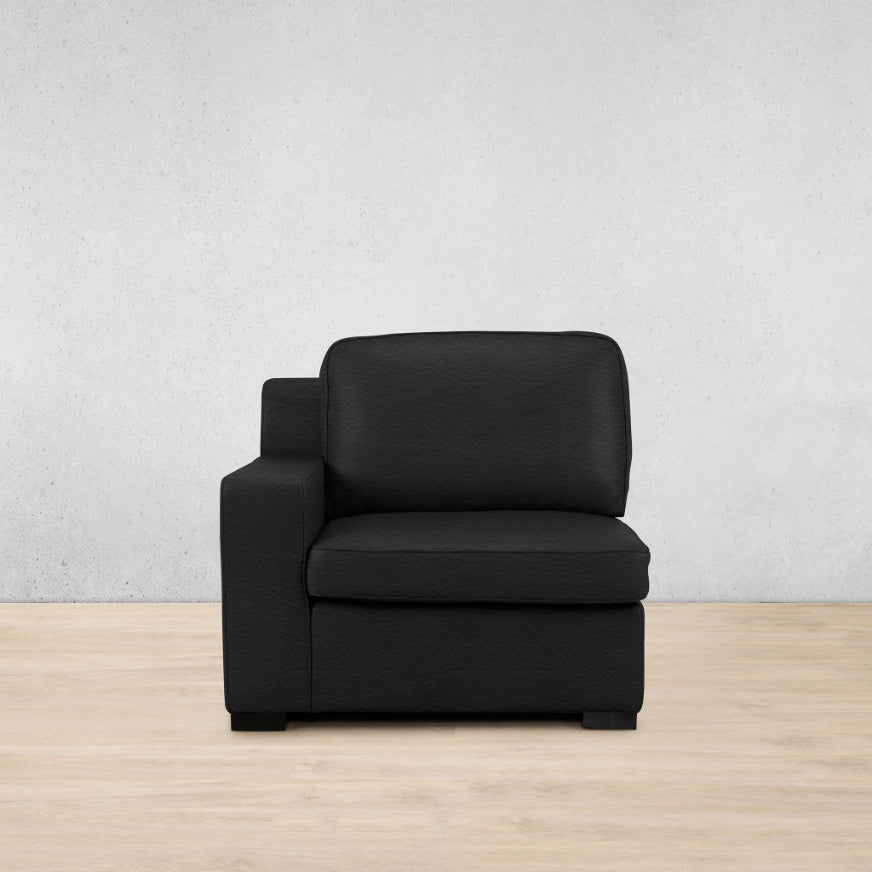 Rome 1 Seater Leather 1 Arm Couch - LHF - Czar Black - Leather Armchair