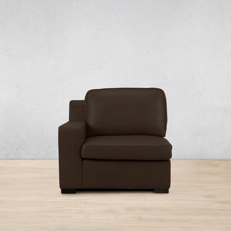 Rome 1 Seater Leather 1 Arm Couch - LHF - Czar Chocolate - Leather Armchair