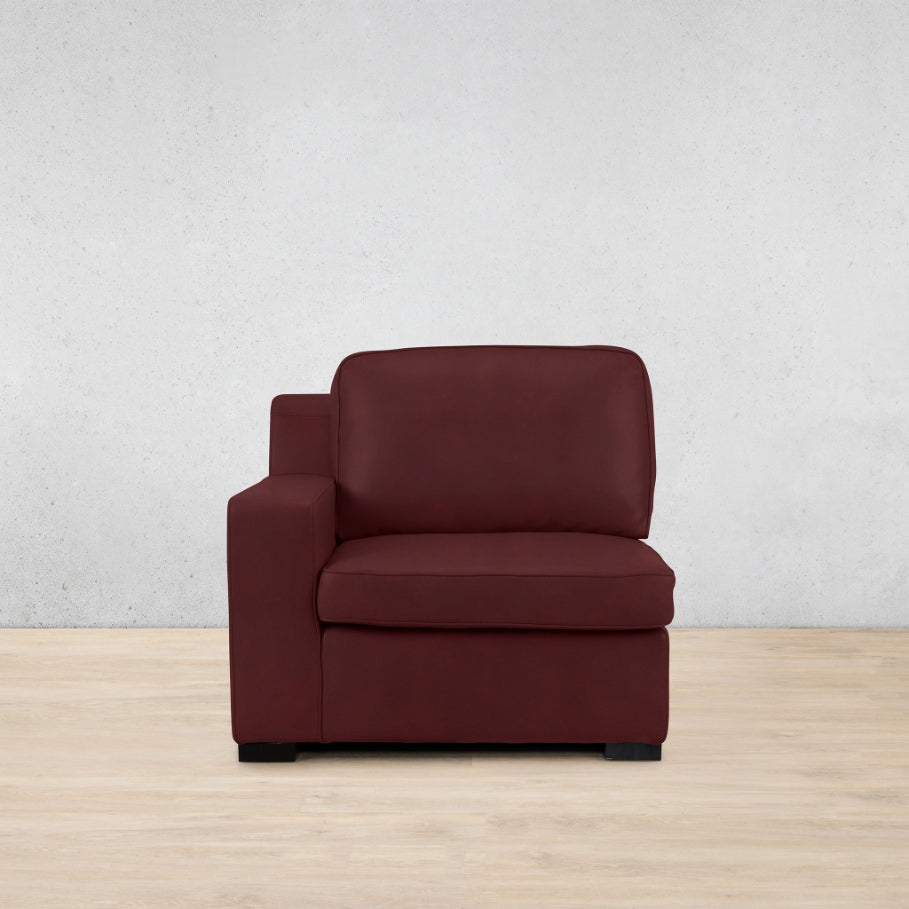 Rome 1 Seater Leather 1 Arm Couch - LHF - Royal Ruby - Leather Armchair