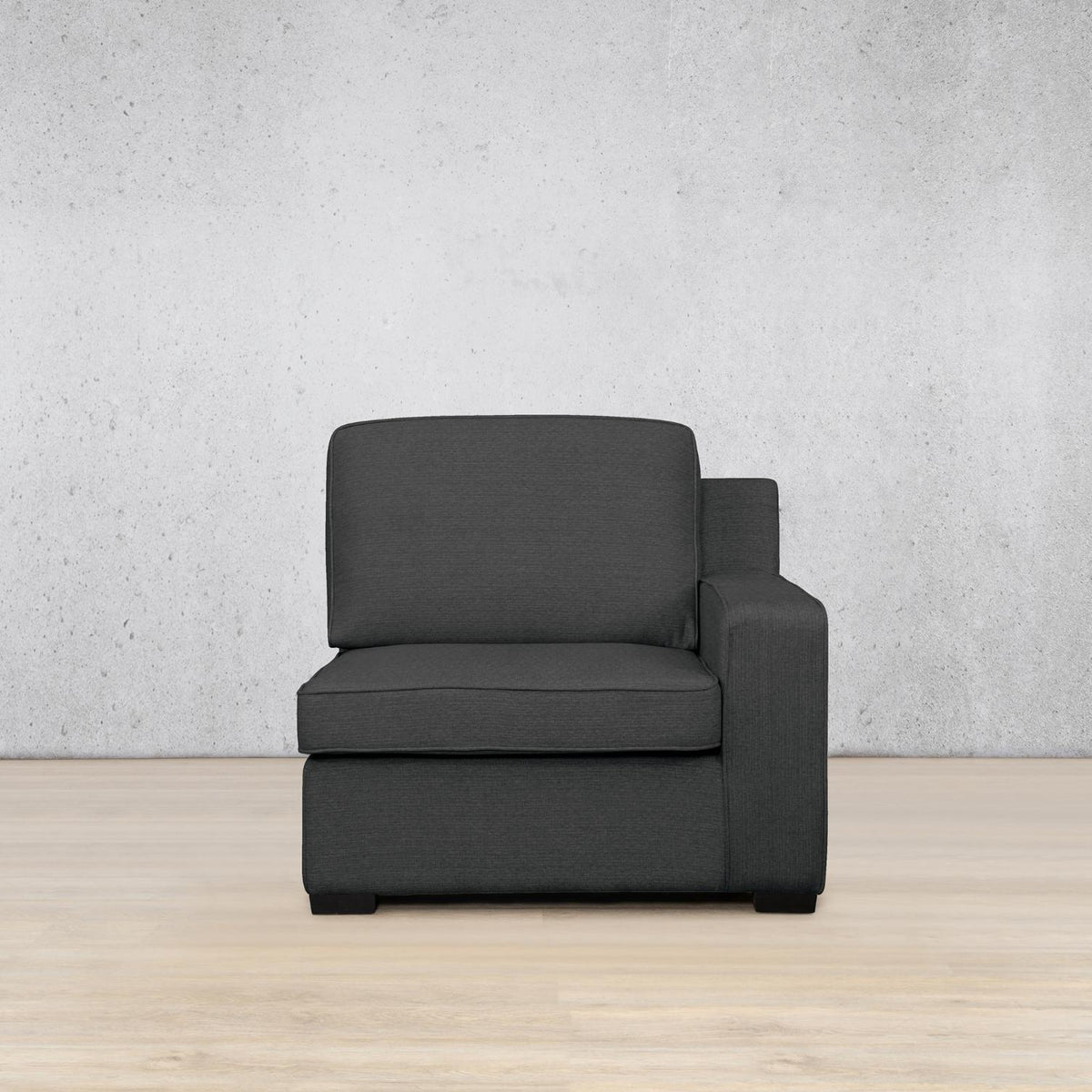 Rome Fabric 1 Seater Sofa Right Hand Facing (RHF) - Kenya Charcoal | Fabric Couches, sofas and couches, grey couch, single couch
