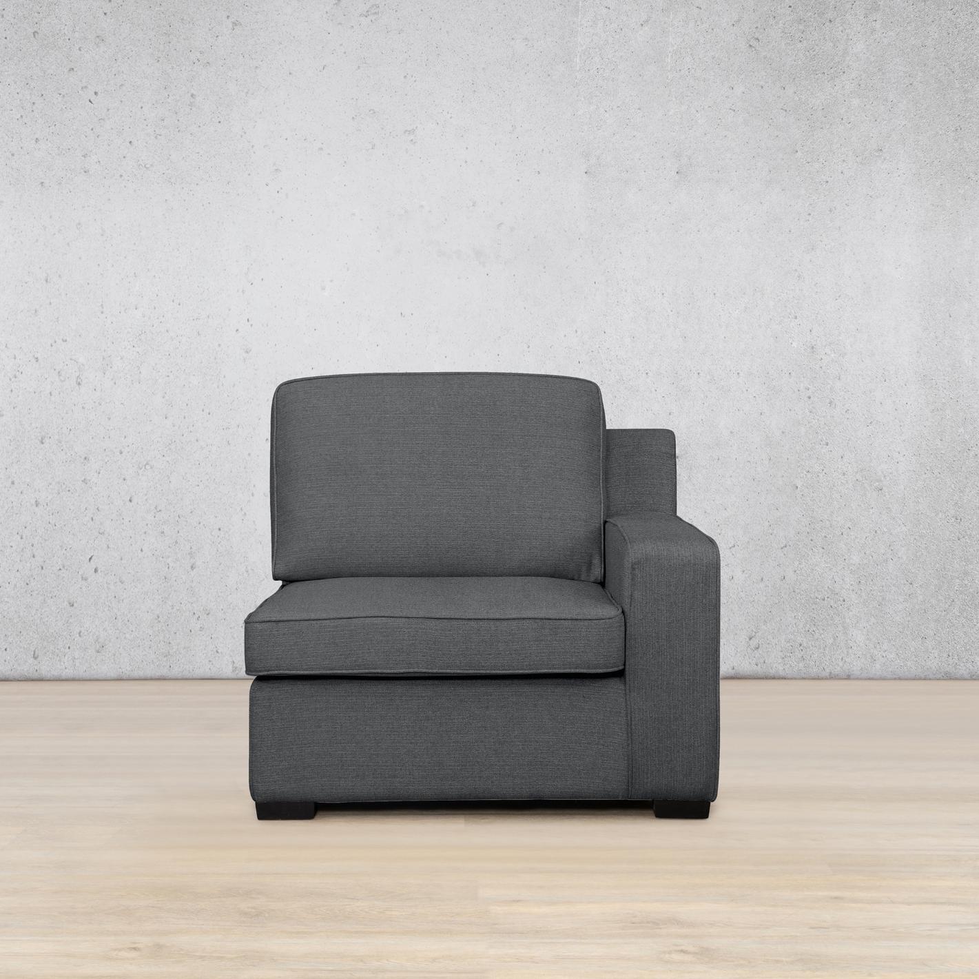 Rome Fabric 1 Seater Sofa Right Hand Facing (RHF) - Space Grey | Fabric Couches, modular couches for sale, grey couch, small couch, modern couch