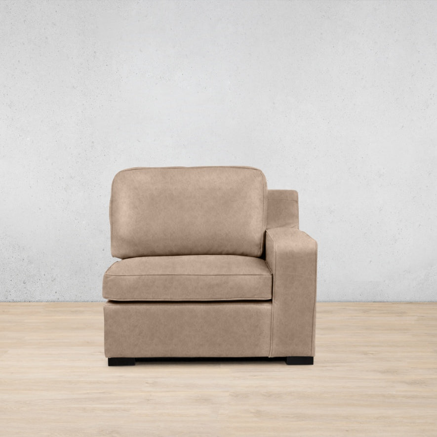 Rome 1 Seater Leather 1 Arm Couch - RHF - Almond - Leather Armchair