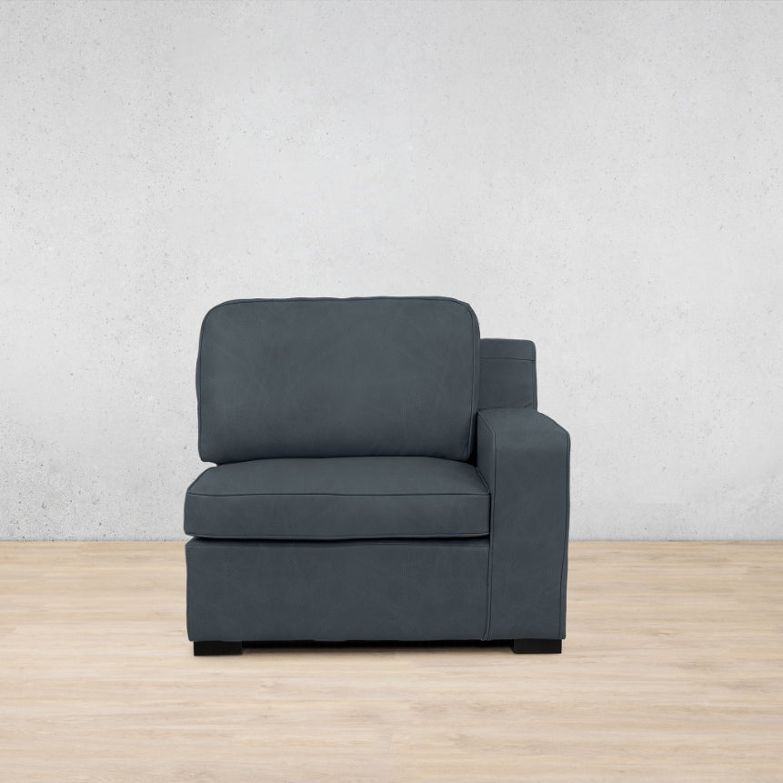 Rome 1 Seater Leather 1 Arm Couch - RHF - Bedlam Blue Night - Leather Armchair