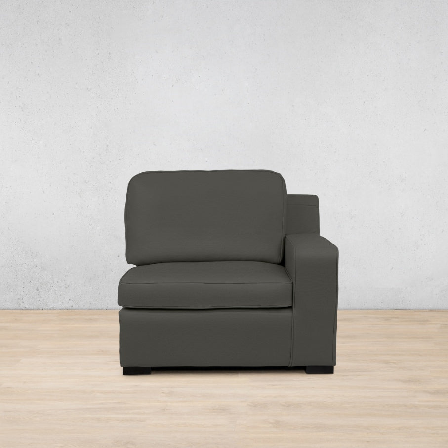 Rome 1 Seater Leather 1 Arm Couch - RHF - Czar Anthracite - Leather Armchair