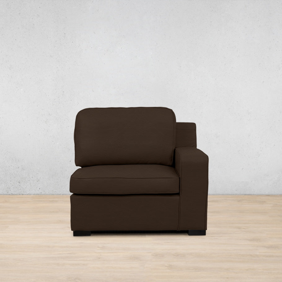 Rome 1 Seater Leather 1 Arm Couch - RHF - Czar Chocolate - Leather Armchair