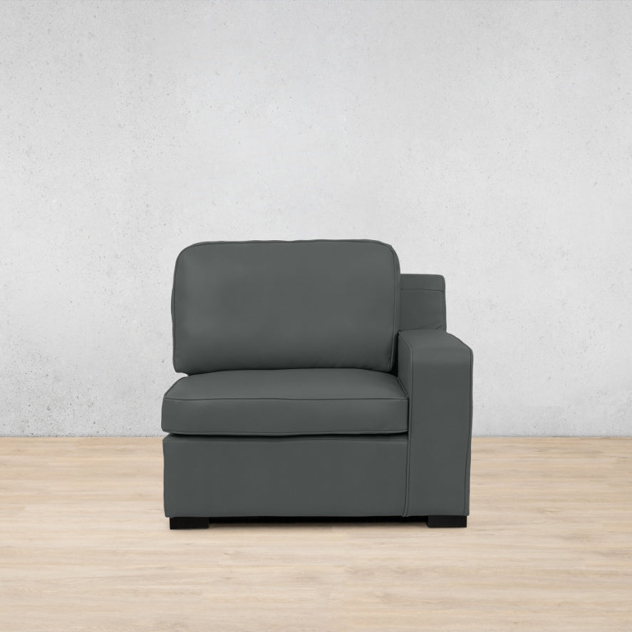 Rome 1 Seater Leather 1 Arm Couch - RHF - Flux Grey - Leather Armchair