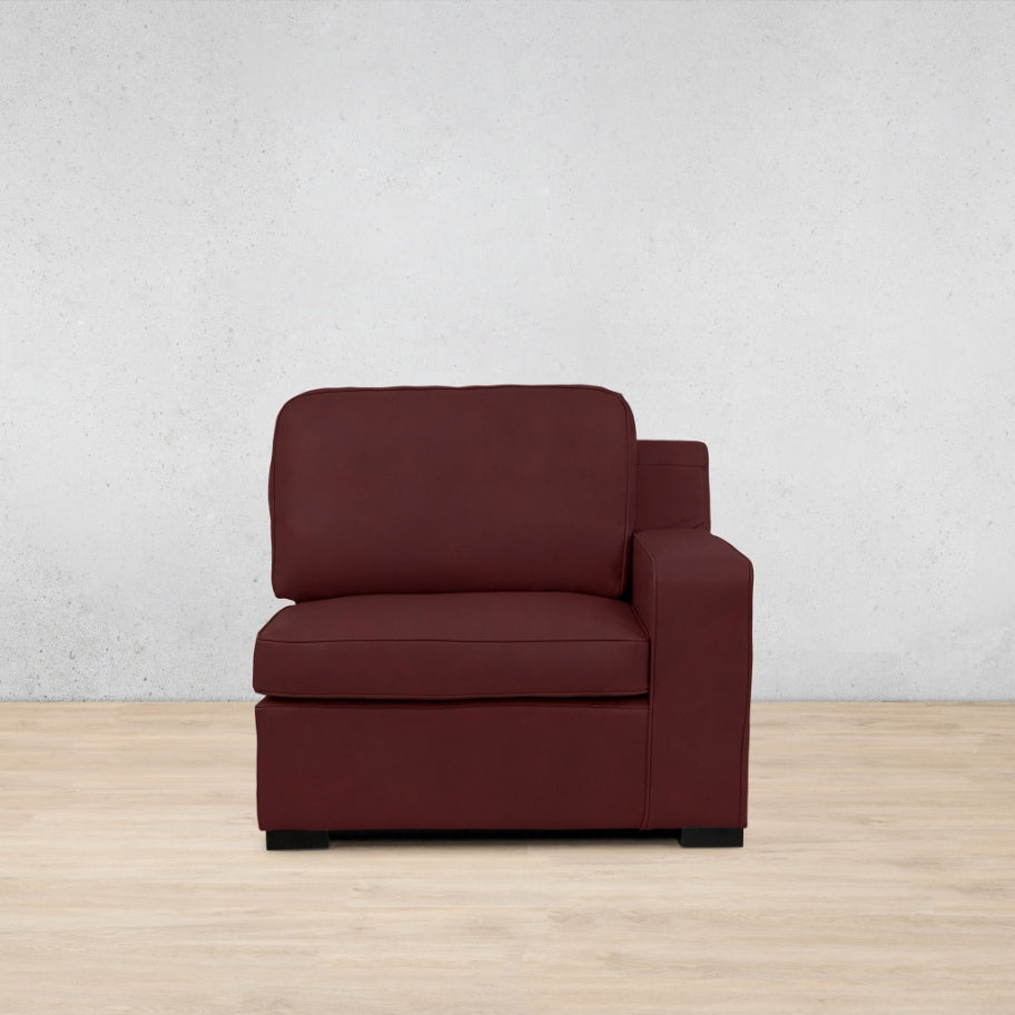 Rome 1 Seater Leather 1 Arm Couch - RHF - Royal Ruby - Leather Armchair