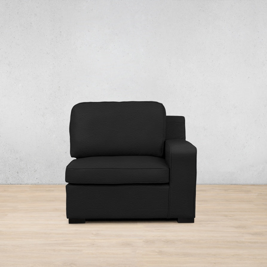 Rome 1 Seater Leather 1 Arm Couch - RHF - Czar Black - Leather Armchair