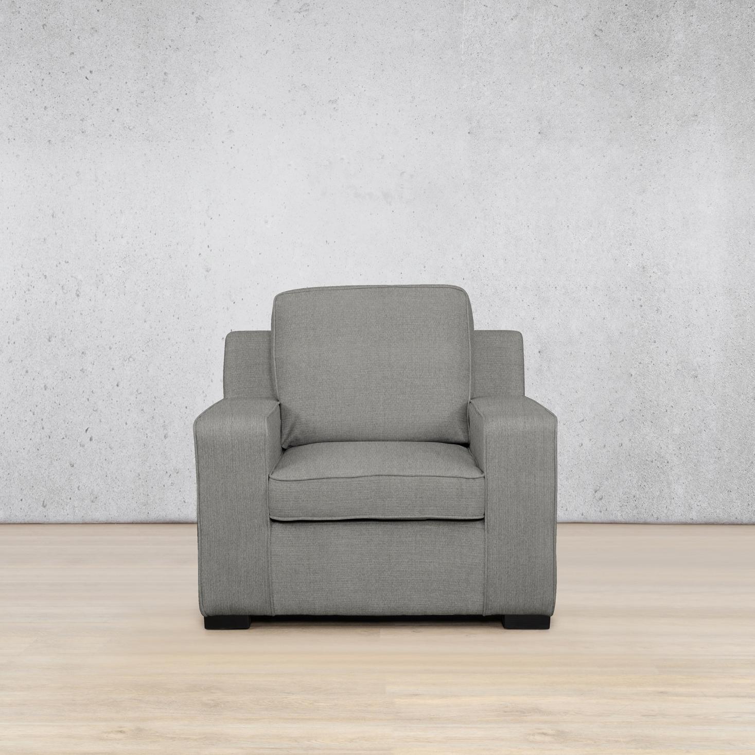 Rome Fabric Single Seater Couch - Kenya Grey | Fabric couch, grey couch, single couch, single seater couches for sale