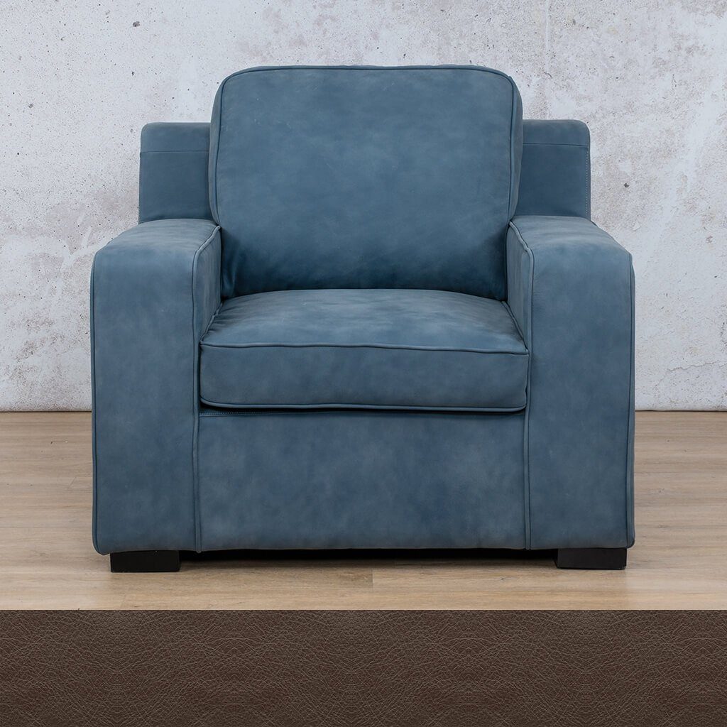 Rome 1 Seater Leather Couch - Country Ox Blood - Leather Couches