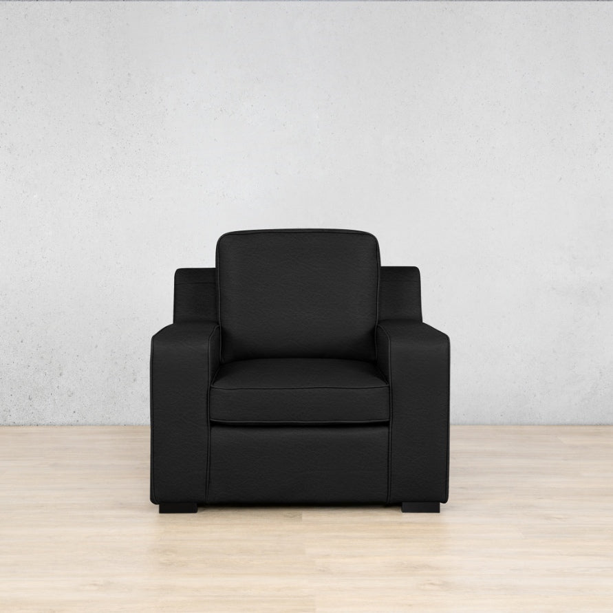 Rome 1 Seater Leather Couch - Czar Black - Leather Couches