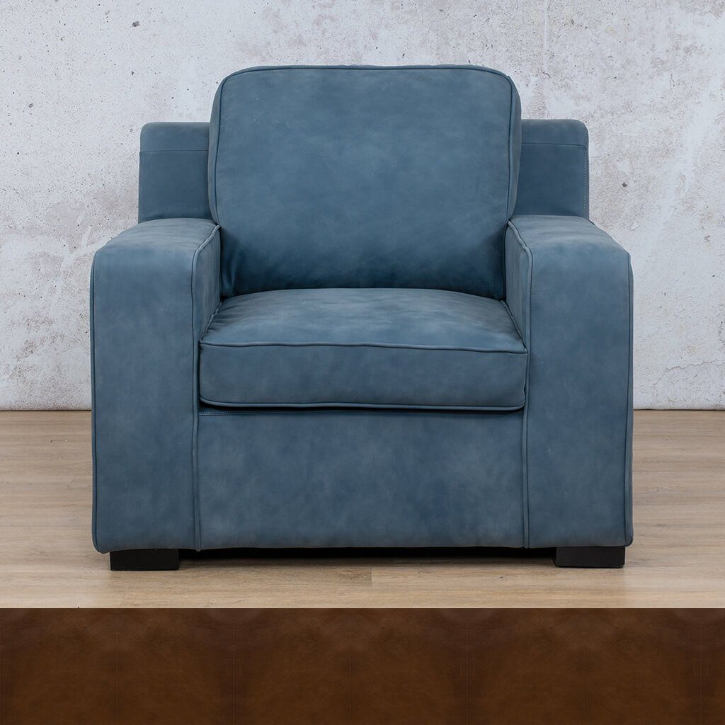 Rome 1 Seater Leather Couch - Czar Pecan - Leather Couches