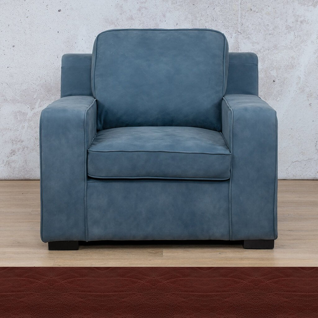Rome 1 Seater Leather Couch - Czar Ruby - Leather Couches
