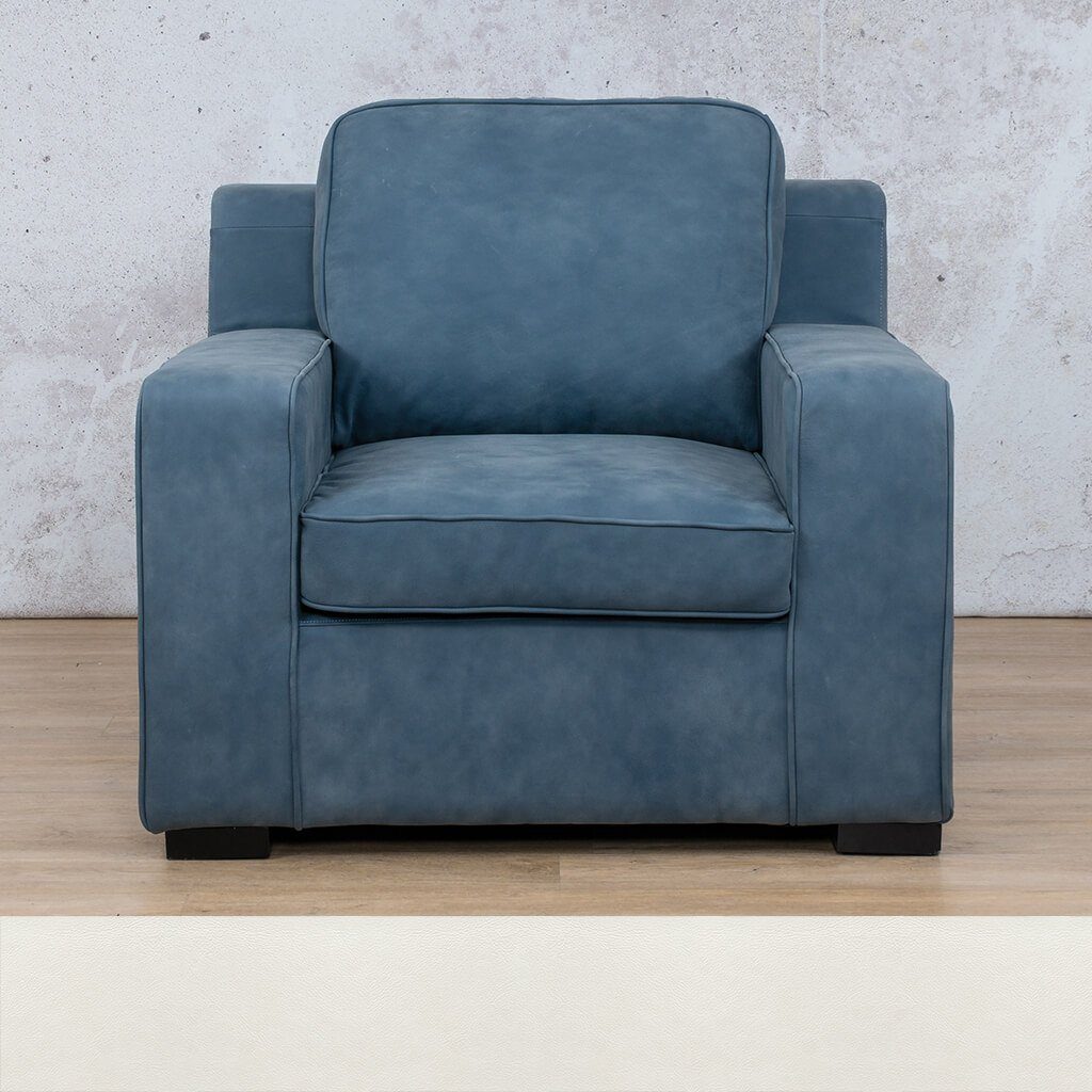 Rome 1 Seater Leather Couch - Czar White - Leather Couches