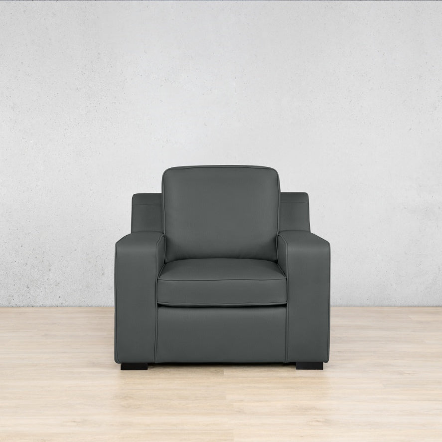 Rome 1 Seater Leather Couch - Flux Grey - Leather Couches