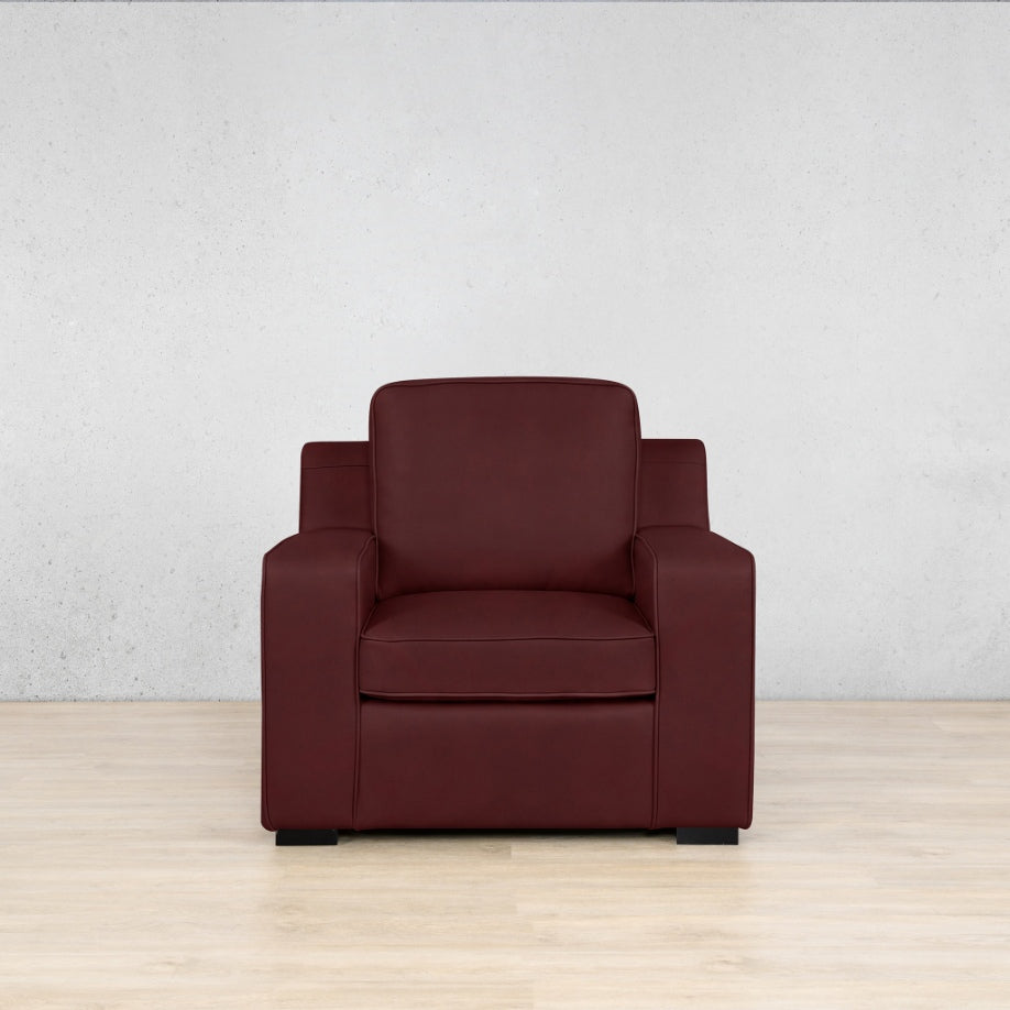 Rome 1 Seater Leather Couch - Royal Ruby - Leather Couches