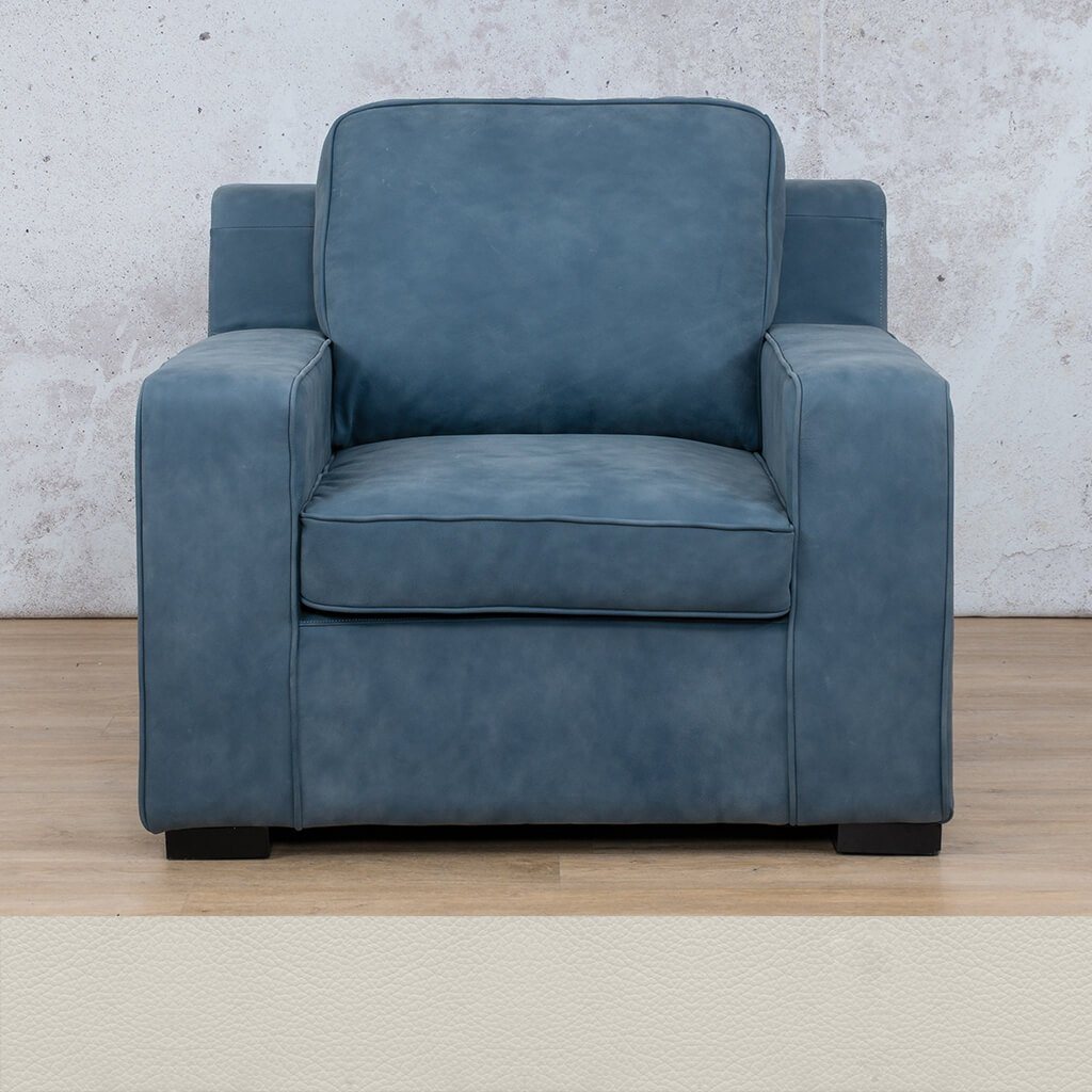 Rome 1 Seater Leather Couch - Urban White - Leather Couches