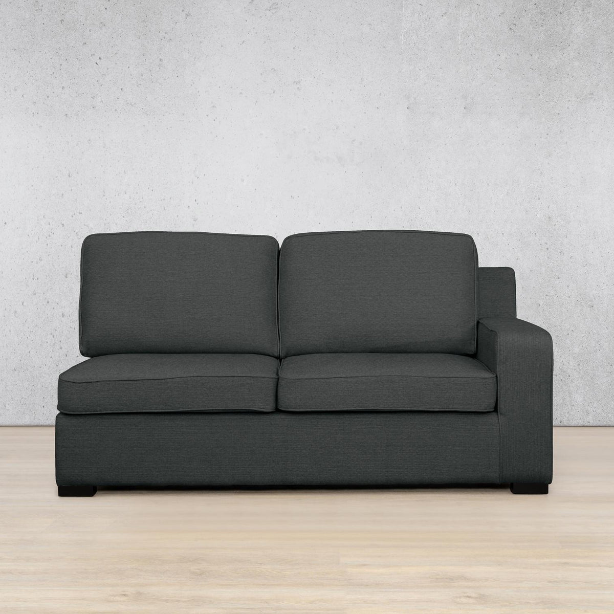 Rome Fabric - 2 Seater Left Arm Leather Gallery | Kenya Charcoal