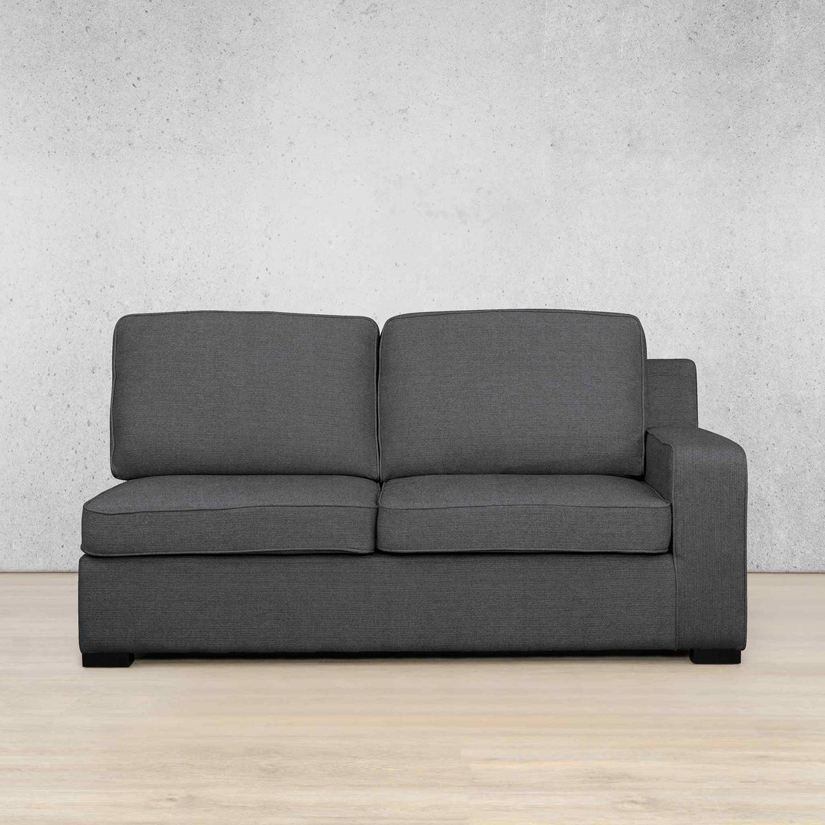 Rome Fabric - 2 Seater Left Arm Leather Gallery Space Grey