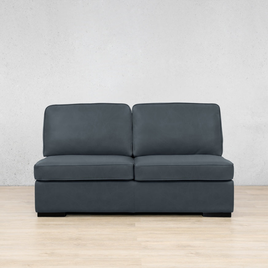 Rome Leather Armless - 2 Seater Leather Sofa Leather Gallery Bedlam Blue Night  