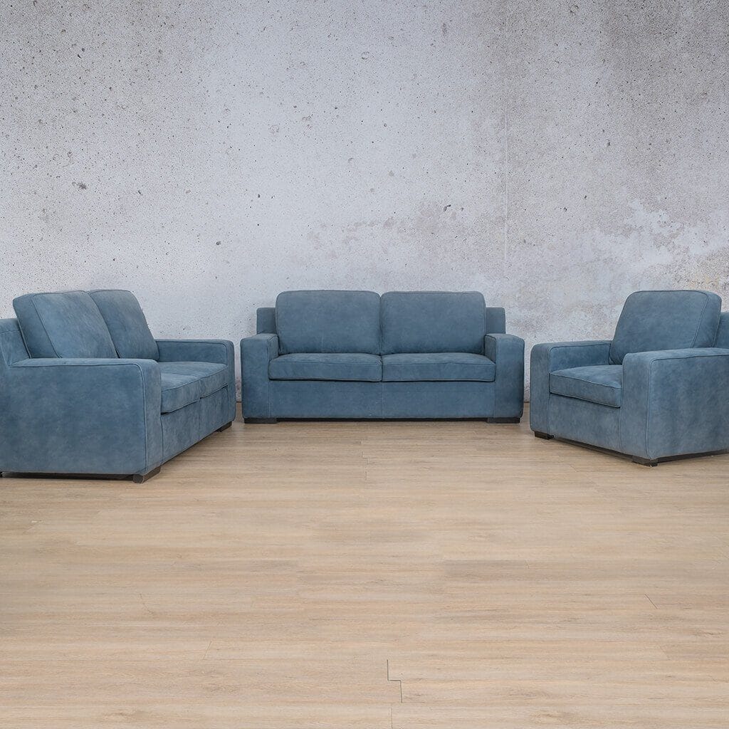 Rome 3+2+1 Leather Sofa Suite Leather Gallery Flux Blue