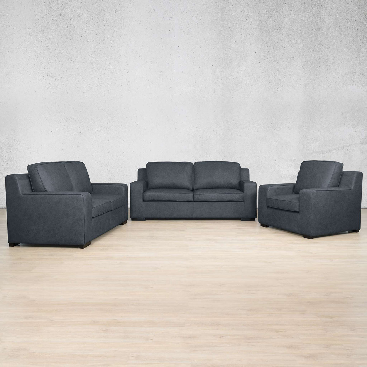 Rome 3+2+1 Leather Sofa Suite Leather Sectional Leather Gallery Bedlam Blue Night