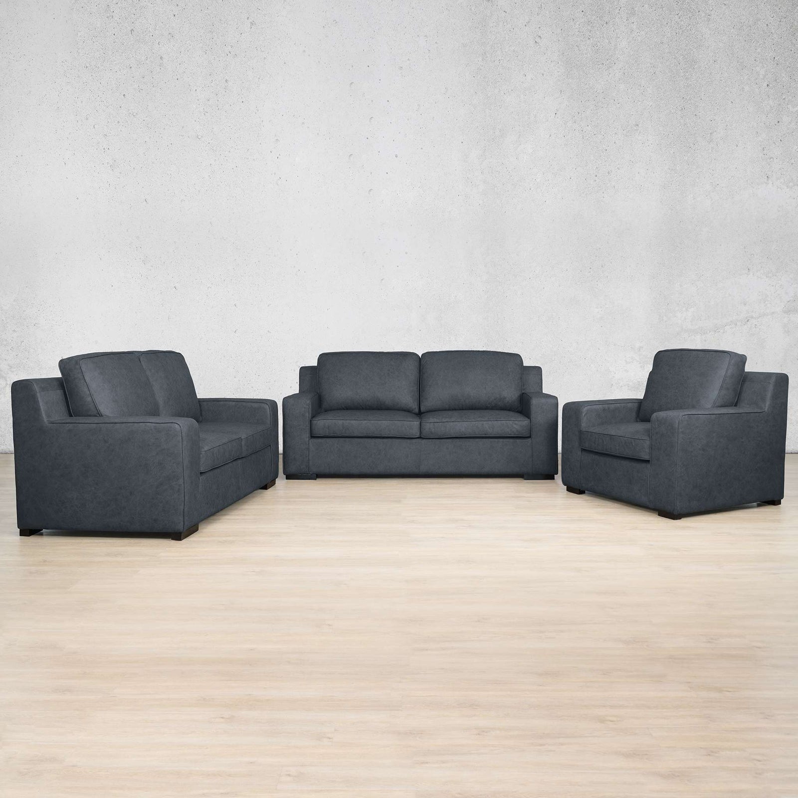 Rome 3+2+1 Leather Sofa Suite Leather Sectional Leather Gallery Bedlam Blue Night