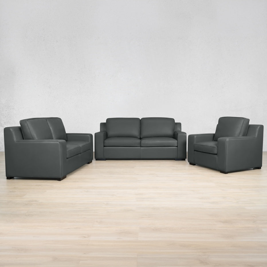 Rome 3+2+1 Leather Sofa Suite Leather Sectional Leather Gallery Flux Grey