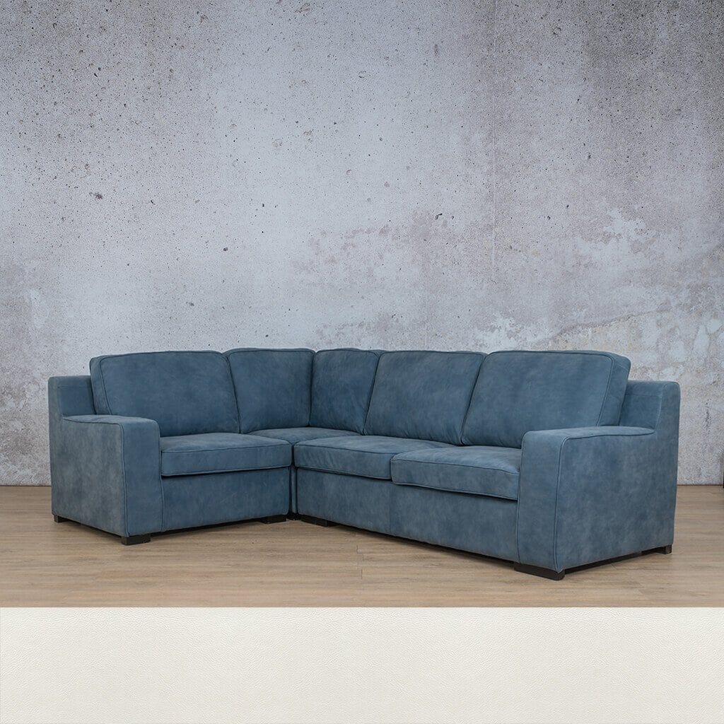 Rome 4 Seater L-Shape Sofa - LHF Leather Sofa Leather Gallery Czar White