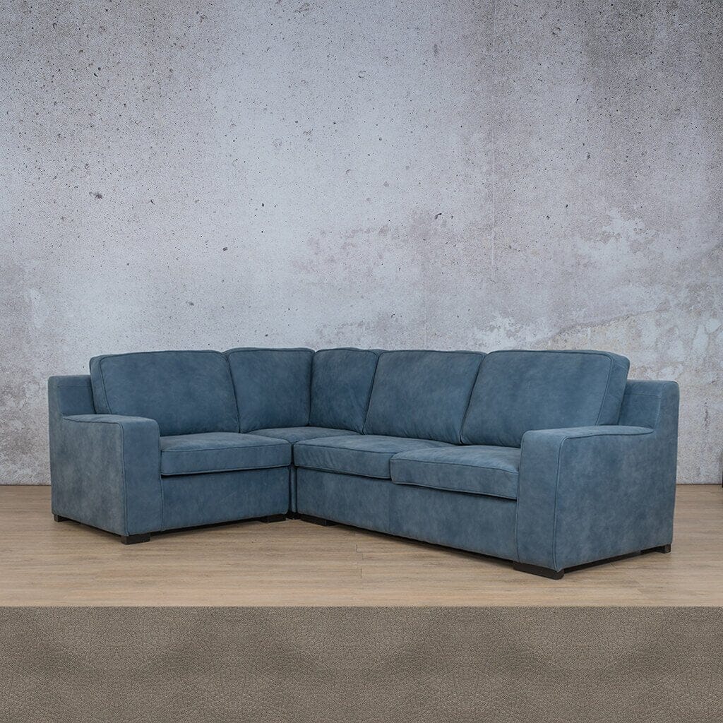 Rome 4 Seater L-Shape Sofa - LHF Leather Sofa Leather Gallery Flux Grey 