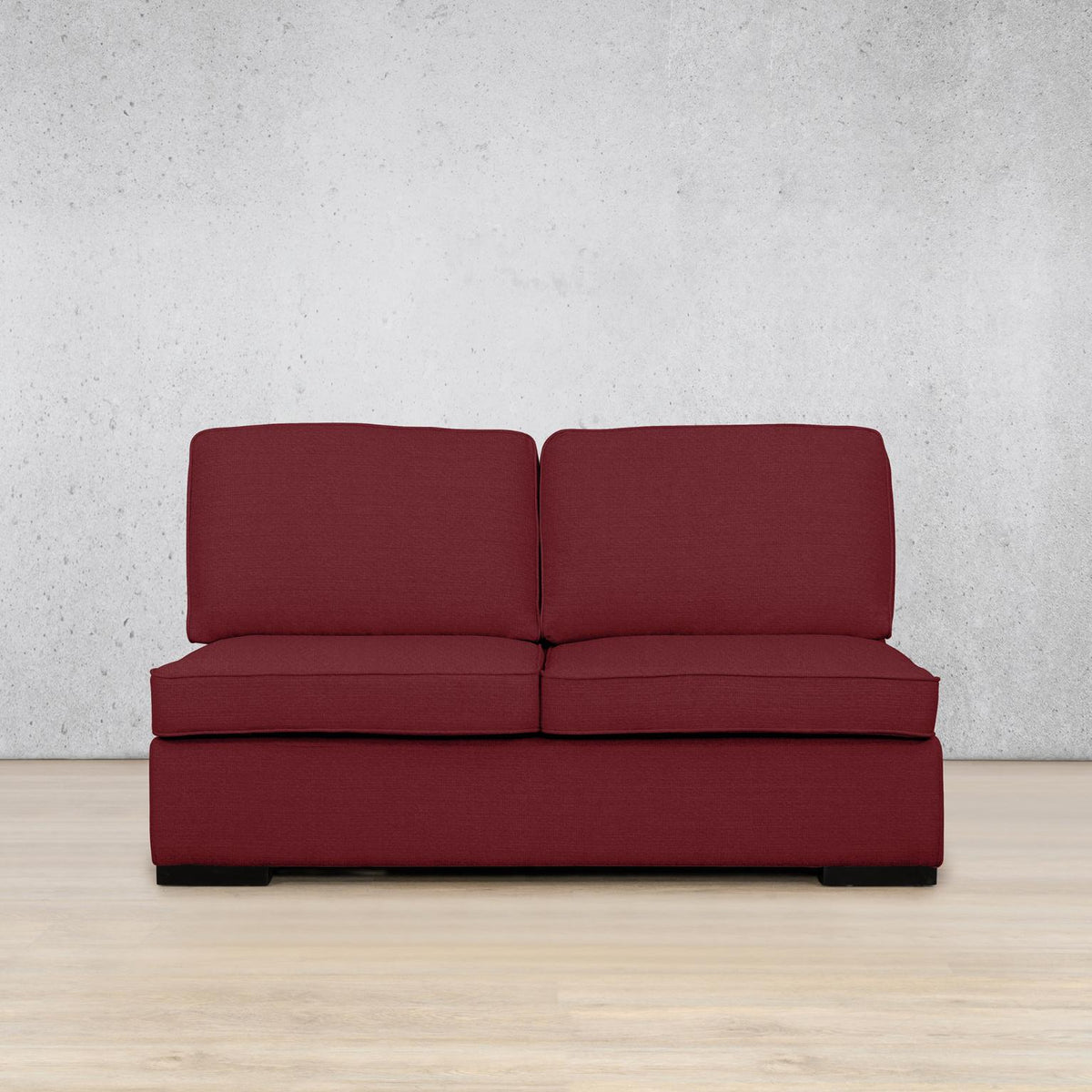 Rome Fabric Armless 2 Seater Fabric Sofa Leather Gallery | Deep Cherry