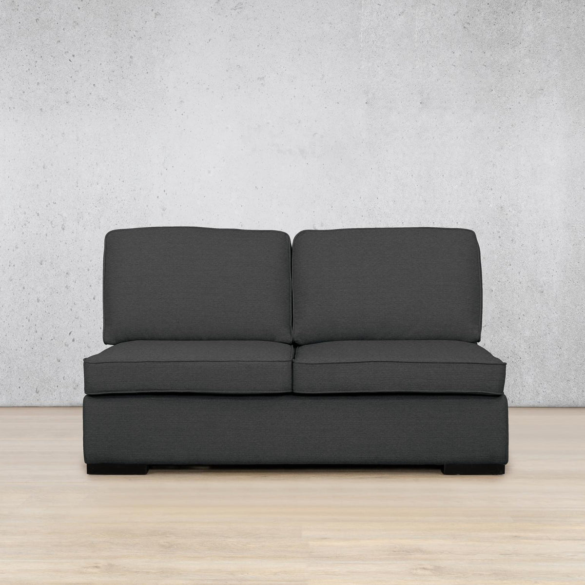 Rome Fabric Armless 2 Seater Fabric Sofa Leather Gallery | Kenya Charcoal