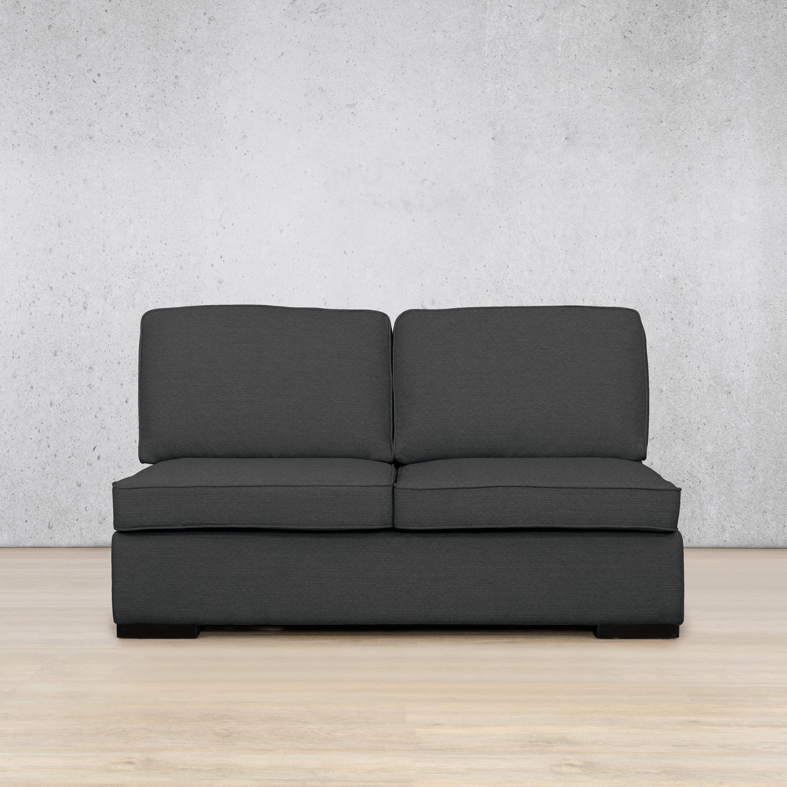 Rome Fabric Armless 2 Seater Fabric Sofa Leather Gallery | Kenya Charcoal