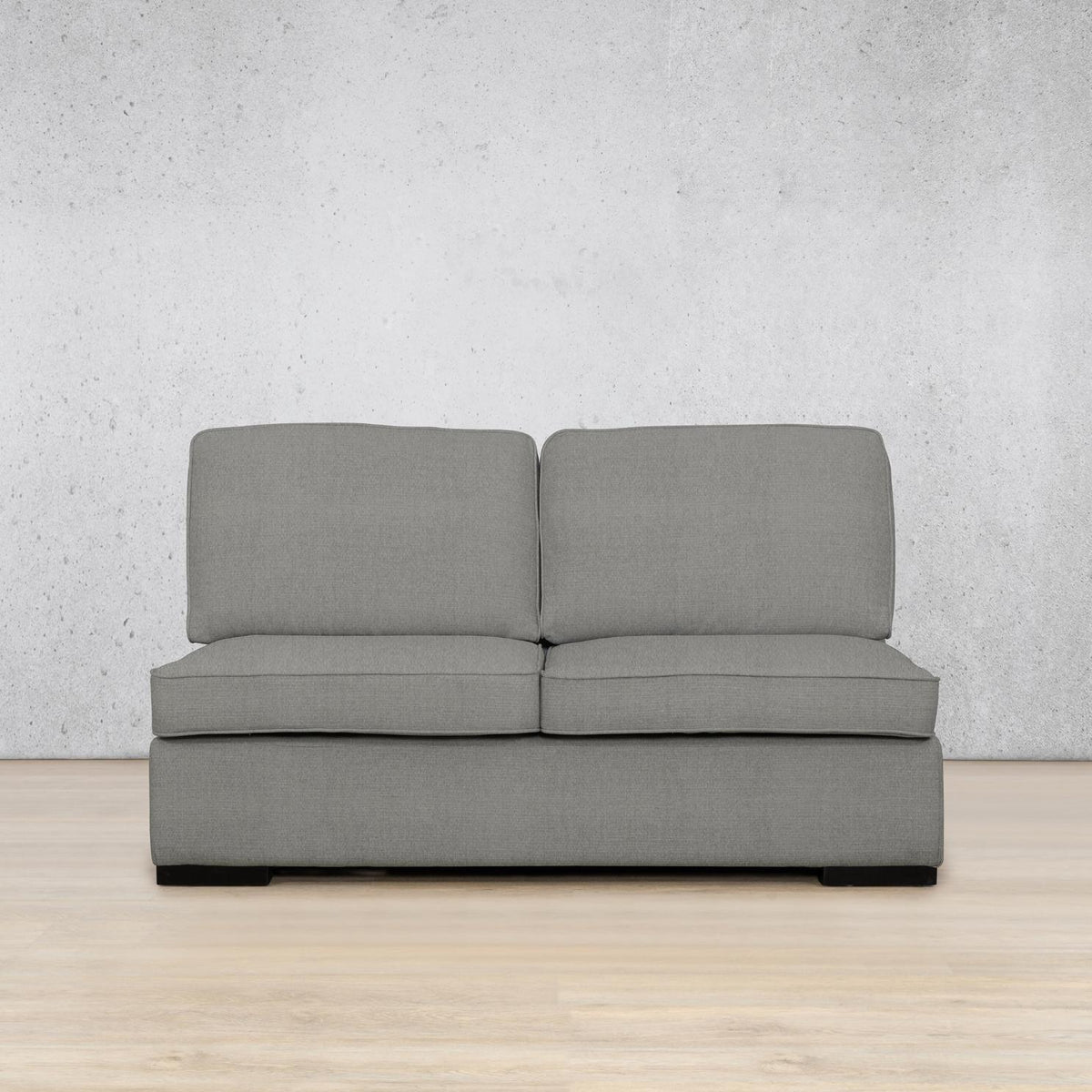Rome Fabric Armless 2 Seater Fabric Sofa Leather Gallery | Kenya Grey