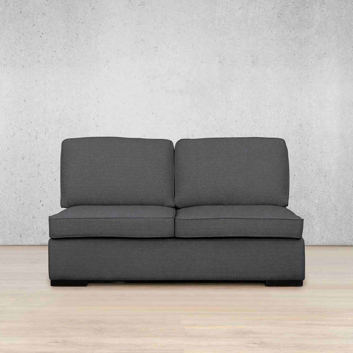 Rome Fabric Armless 2 Seater Fabric Sofa Leather Gallery Space Grey